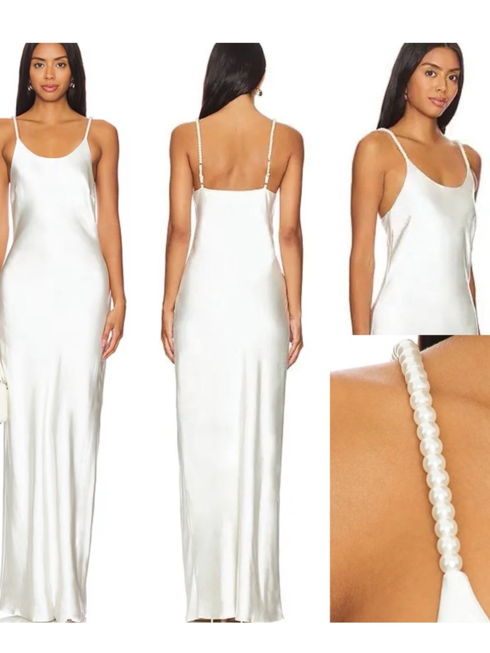Solid & Striped X The Selena Satin Dress with Beaded Pearls Straps. Retail: $318 - Picture 1 of 8